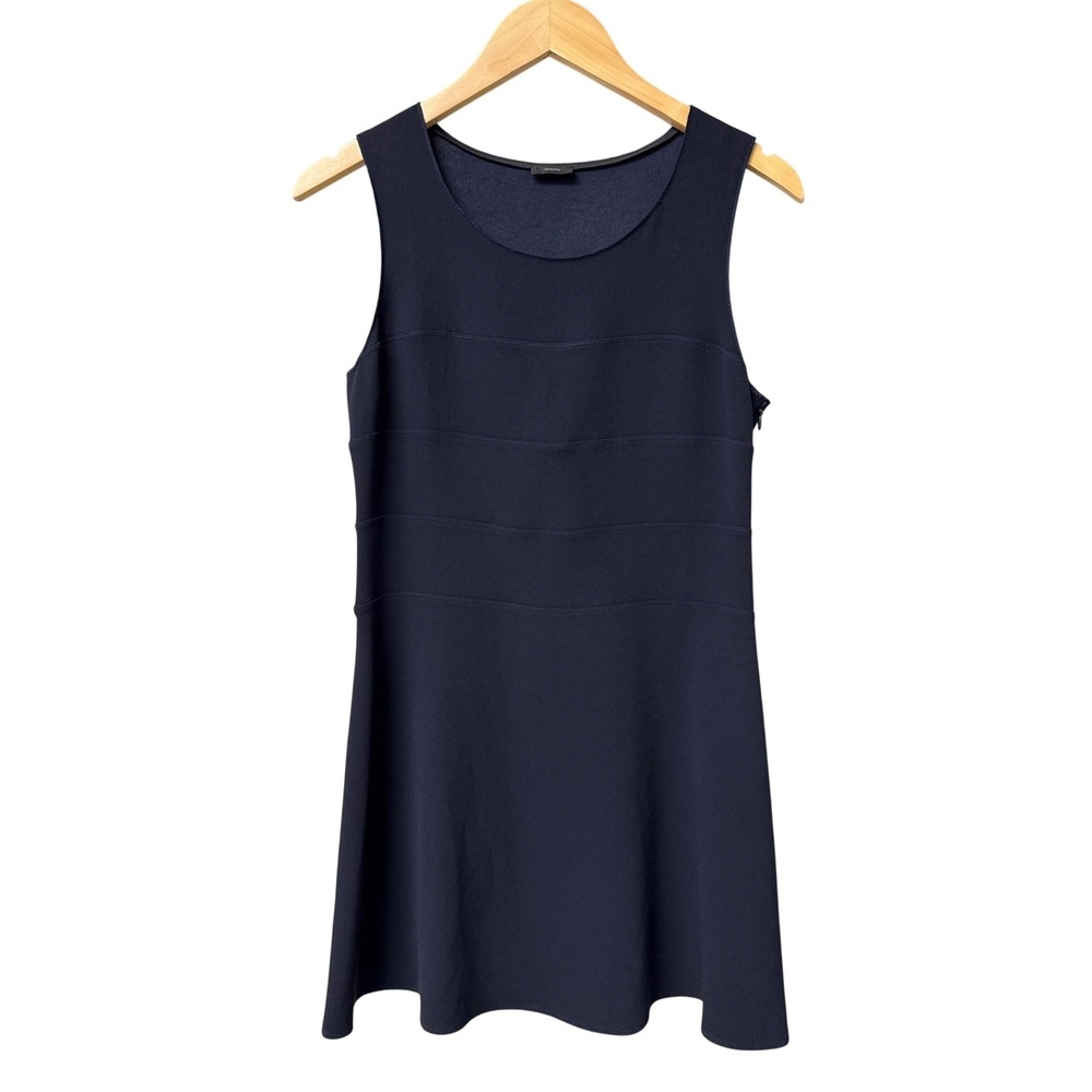 JOSEPH Mini Dress Women 38 Navy Blue Sleeveless Crepe Quiet Luxury ITALY Made